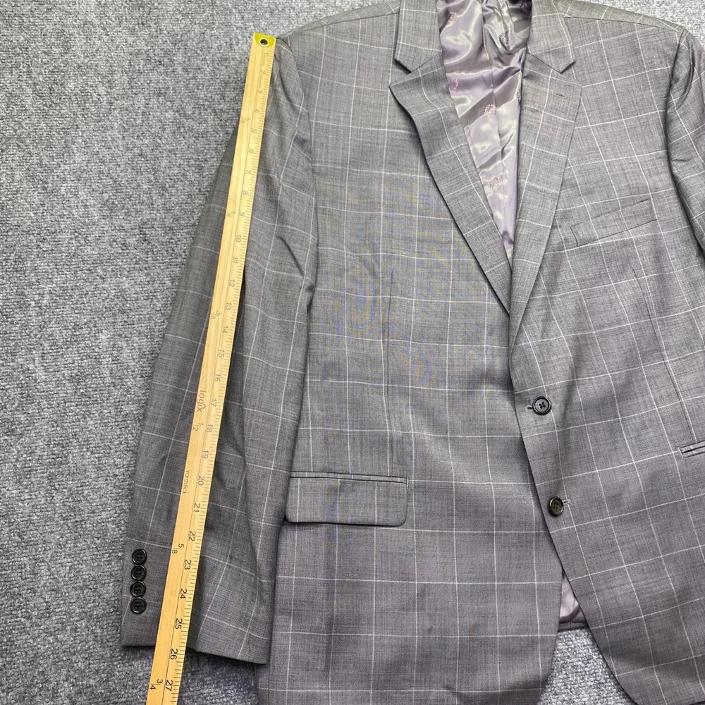 Lauren Ralph‎ Lauren Grey Plaid Wool Blazer Mens 50R Sport Coat 2565 Preppy